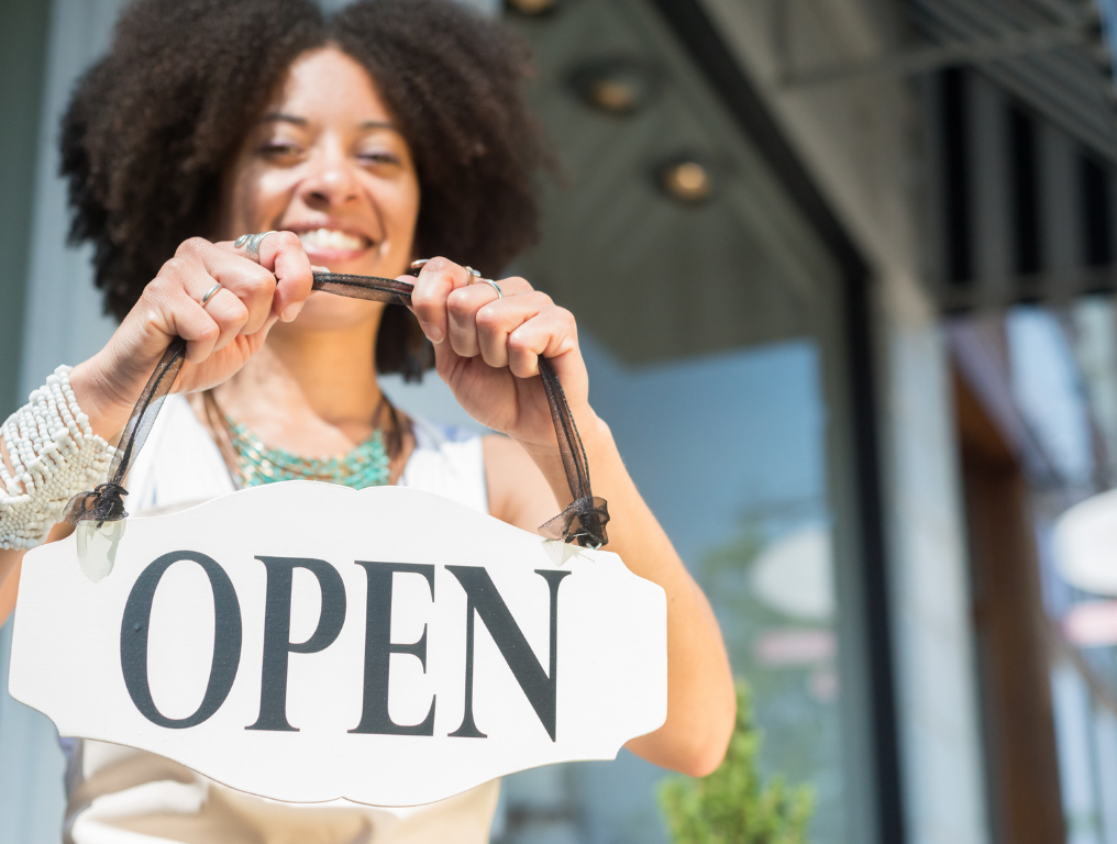 Woman opening a business 