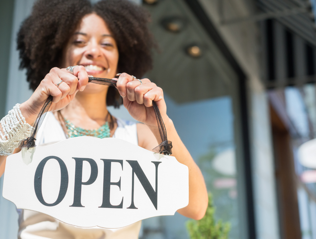 Woman opening a business